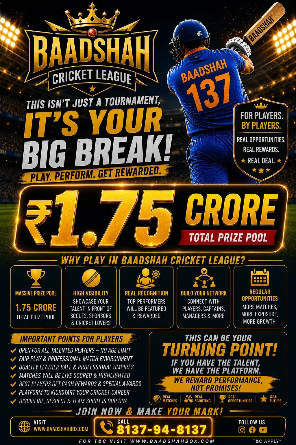 Baadshah Cricket League Poster 2